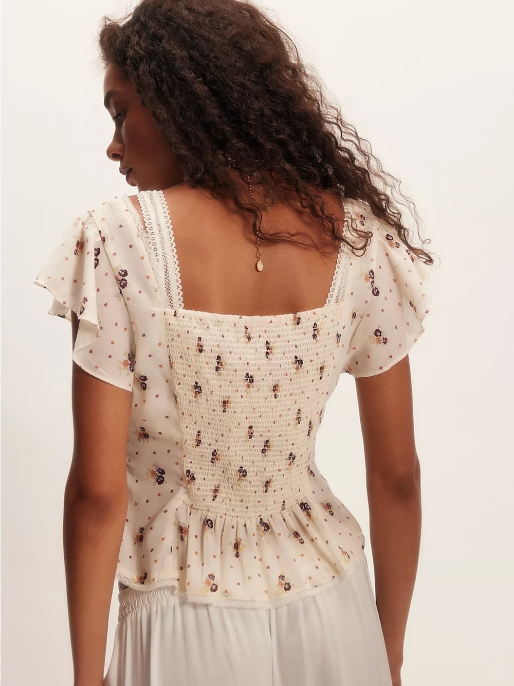 Free People Prairie Field Top - Cream Floral Lace-Trim - Picture 3 of 9